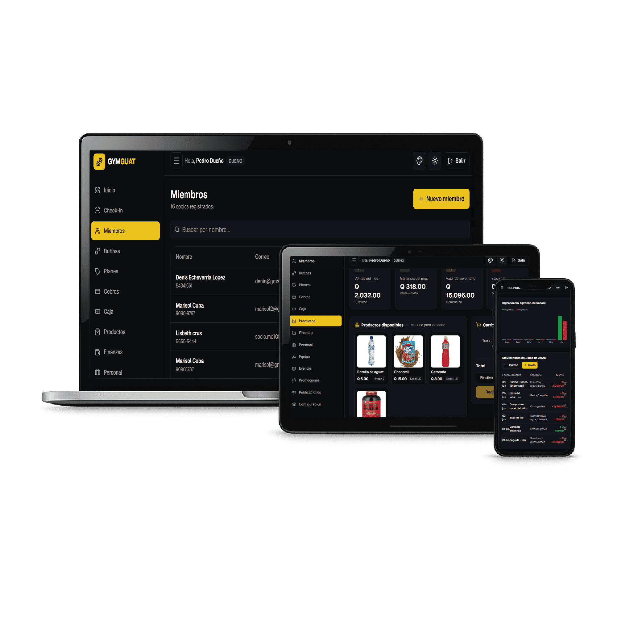 GymGuat - Software de gestión integral para gimnasios y control de membresías